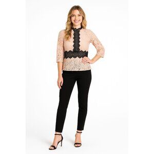 ZARA Lace XS Blouse With Black Accents